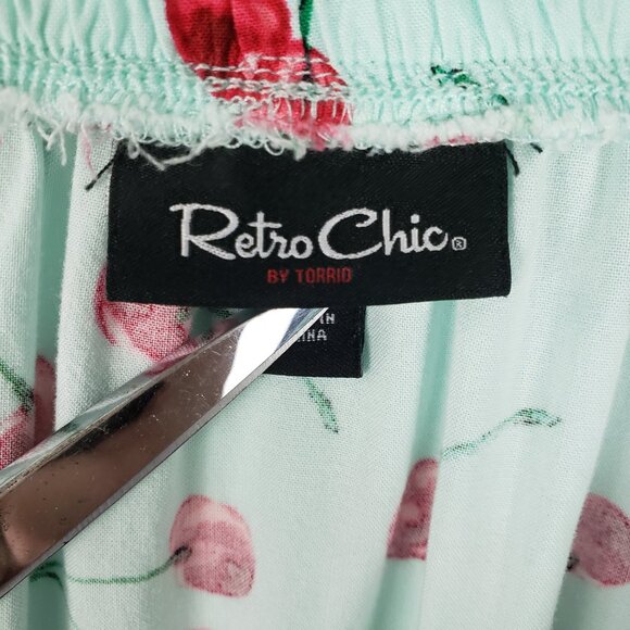 Torrid Retro Chic Midi Challis Pull On Skirt Aqua Cherry Print App. 2X SEE DESC - Picture 8 of 12